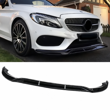 Front Lip for 2015-2018 Benz C-Class W205 Sport 3PCS Front Bumper Lip Splitter Gloss Black